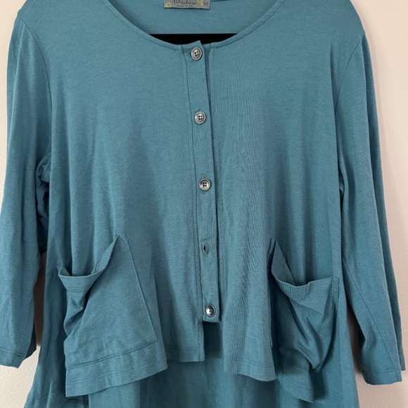 Chalet et Ceci Swing Knit Cardigan (Green/Blue/Gray) Medium - Picture 2 of 7